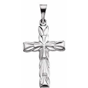 14K White 23.5x15.5 mm Cross Pendant - Siddiqui Jewelers