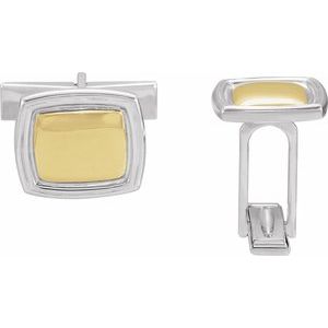Sterling Silver & 14K Yellow 14x16 mm Square Cuff Links - Siddiqui Jewelers