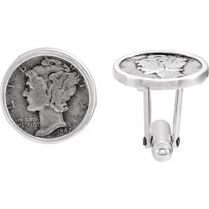 Sterling Silver Mercury Dime Coin Cuff Links - Siddiqui Jewelers