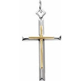 Sterling Silver & Yellow Gold Filled 29x18 mm Cross Pendant - Siddiqui Jewelers