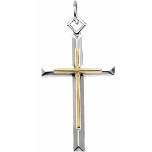 Sterling Silver & Yellow Gold Filled 29x18 mm Cross Pendant - Siddiqui Jewelers