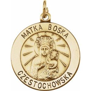 14K Yellow 18.25 Round Matka Boska Medal - Siddiqui Jewelers