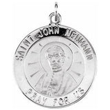 Sterling Silver 18 mm Round St. John Neumann Medal - Siddiqui Jewelers