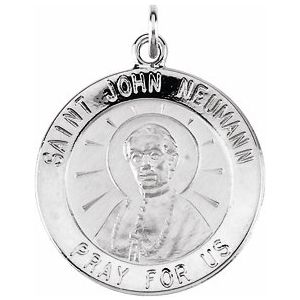Sterling Silver 18 mm Round St. John Neumann Medal - Siddiqui Jewelers