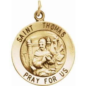 14K Yellow 18 mm Round St. Thomas Medal - Siddiqui Jewelers