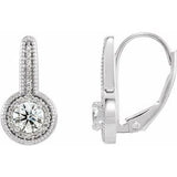 14K White 5/8 CTW Diamond Milgrain Halo-Style Dangle Earrings - Siddiqui Jewelers