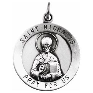 14K White 18.25 mm St. Nicholas Medal - Siddiqui Jewelers