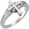 14K White 13 mm Cross Ring - Siddiqui Jewelers