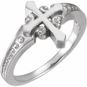 Sterling Silver 13 mm Cross Ring - Siddiqui Jewelers