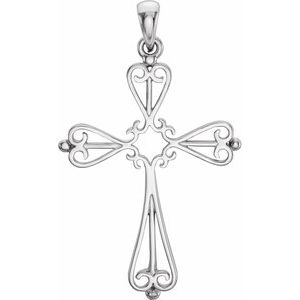 14K White 33x25 mm Cross Pendant - Siddiqui Jewelers