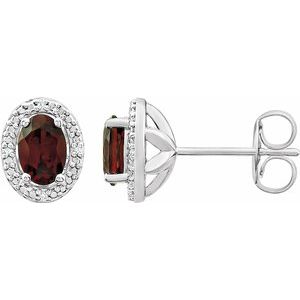 Sterling Silver Garnet Mozambique & .025 CTW Diamond Earrings - Siddiqui Jewelers