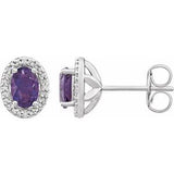 Sterling Silver Amethyst & .025 CTW Diamond Earrings - Siddiqui Jewelers
