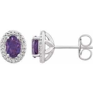 Sterling Silver Amethyst & .025 CTW Diamond Earrings - Siddiqui Jewelers