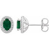 Sterling Silver Created Emerald & .025 CTW Diamond Earrings - Siddiqui Jewelers