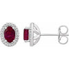 Sterling Silver Created Ruby & .025 CTW Diamond Earrings - Siddiqui Jewelers