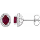 Sterling Silver Created Ruby & .025 CTW Diamond Earrings - Siddiqui Jewelers