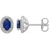 Sterling Silver Created Blue Sapphire & .025 CTW Diamond Earrings - Siddiqui Jewelers