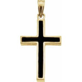 14K Yellow & Black Epoxy 20x13 mm Cross Pendant - Siddiqui Jewelers