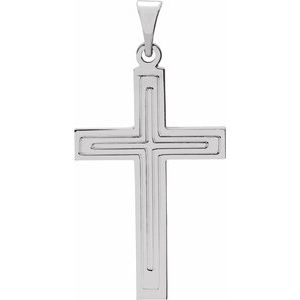 14K White 22x14 mm Cross Pendant - Siddiqui Jewelers