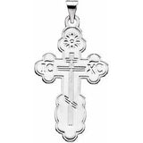 14K White 26x17 mm Orthodox Cross Pendant - Siddiqui Jewelers