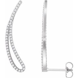 14K White 1/4 CTW Diamond Ear Climbers - Siddiqui Jewelers