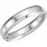 14K White 4 mm Beveled-Edge Band Size 10 - Siddiqui Jewelers