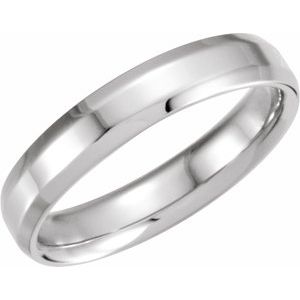 14K White 4 mm Beveled-Edge Band Size 10 - Siddiqui Jewelers