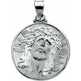 14K White 23 mm Hollow Face of Jesus (Ecce Homo) Pendant - Siddiqui Jewelers