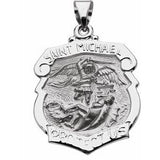 14K White 25x21 mm Hollow St. Michael Medal - Siddiqui Jewelers