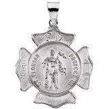 14K White 25 mm Hollow St. Florian Medal - Siddiqui Jewelers