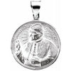 14K White 20 mm Round Pope John Paul II Hollow Medal - Siddiqui Jewelers