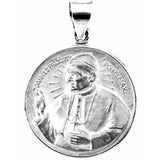 14K White 20 mm Round Pope John Paul II Hollow Medal - Siddiqui Jewelers