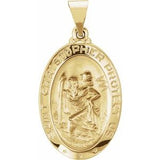 14K Yellow 23.5x16 mm Oval Hollow St. Christopher Medal - Siddiqui Jewelers