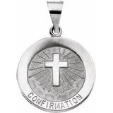 14K White 18 mm Hollow Confirmation Medal - Siddiqui Jewelers