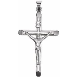14K White 35x22 mm Crucifix Pendant - Siddiqui Jewelers