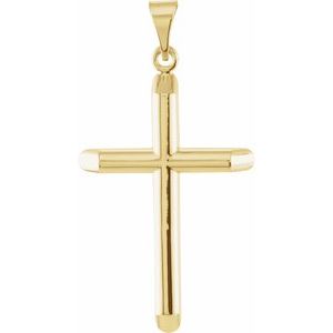 14K Yellow 28.5x19 mm Unadorned Cross Pendant - Siddiqui Jewelers