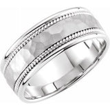 14K White 8 mm Rope Design Band with Hammer Finish Size 9.75 - Siddiqui Jewelers