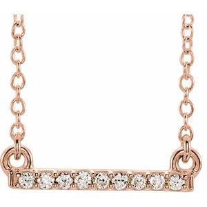 14K Rose .07 CTW Petite Diamond Bar 16-18" Necklace - Siddiqui Jewelers
