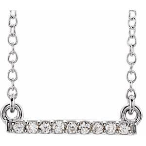 14K White .07 CTW Petite Diamond Bar 16-18" Necklace - Siddiqui Jewelers
