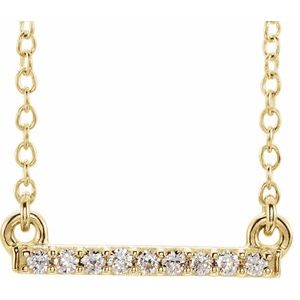 14K Yellow .07 CTW Petite Diamond Bar 16-18" Necklace - Siddiqui Jewelers
