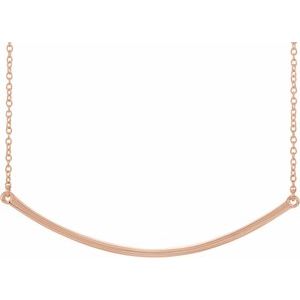 14K Rose Curved 19.9" Bar Necklace - Siddiqui Jewelers