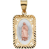 14K Yellow/Rose 21.5x15 mm Rectangle Our Lady of Guadalupe Medal with Rhodium Plating - Siddiqui Jewelers