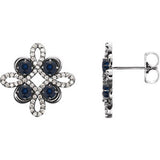 14K White Chatham® Created Blue Sapphire & 1/4 CTW Diamond Earrings - Siddiqui Jewelers