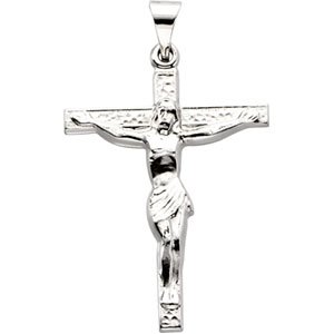 14K White Crucifix Pendant  -Siddiqui Jewelers