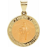 14K Yellow 18 mm Hollow Round Spanish St. Jude Medal - Siddiqui Jewelers