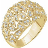 14K Yellow 3/4 CTW Diamond Leaf Ring - Siddiqui Jewelers
