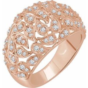 14K Rose 3/4 CTW Diamond Leaf Ring - Siddiqui Jewelers