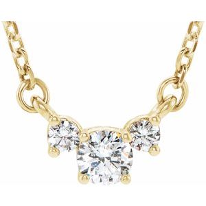 14K Yellow 1/3 CTW Diamond Three-Stone 16-18" Necklace - Siddiqui Jewelers
