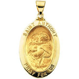 14K Yellow 23x16 mm Oval Hollow St. Anthony Medal - Siddiqui Jewelers