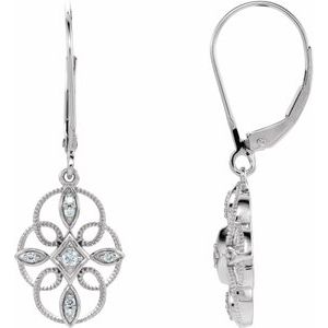 14K White 1/10 CTW Diamond Granulated Filigree Earrings - Siddiqui Jewelers